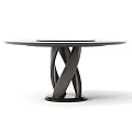 Modern Round Dining Table Set With Marble Top And Four Gray Wooden Leg Chairs