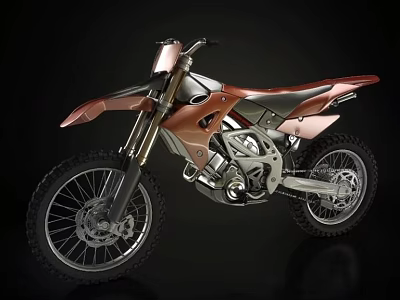 Red and Silver Off Road Motorcycle with Modern Design and Black Background 3d model