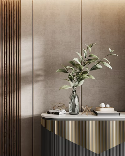 Ornamental Decor Set With Glass Vase Green Leaf Plant Books Gold Star Ornament White Spheres 3d model