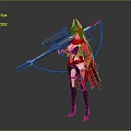 Red Clad Fantasy Character And Mythical Creature With Battle Weapon