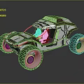 RAW BUG Off Road Motorcycle With Geometric Pattern Large Tires And Open Cockpit 3d model