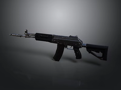 Black Tactical Assault Rifle 3D Rendering With Detailed Barrel And Magazine 3d model