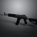 Black Tactical Assault Rifle 3D Rendering With Detailed Barrel And Magazine