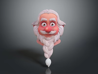 Game and Movie Character With White Long Hair Braided Beard And Red Nose 3d model