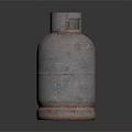 Metallic Silver Gas Cylinder With Cylindrical Body Top Opening And Base