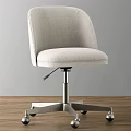 Beige Linen Upholstered Office Chair with Modern Design Adjustable Height and Swivel Base