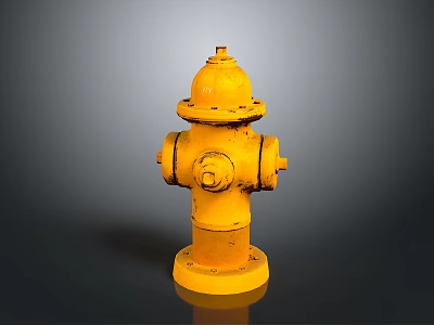 Yellow Fire Hydrant with Classic Design Isolated on Dark Background 3d model