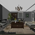 Modern TV Stand in Living Room with TV Decorations and Side Cabinet
