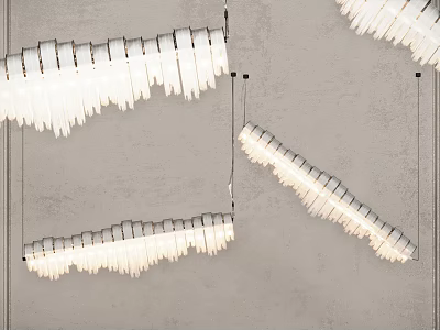 Modern White Hanging Chandeliers With Sleek Linear Design For Interior Spaces 3d model