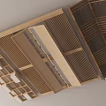 Modern Wooden Slatted Ceiling Design With Grille Patterns And Structural Details 3d model
