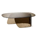 Elegant Modern Coffee Table With Unique Glass Top And Gold Metal Frame