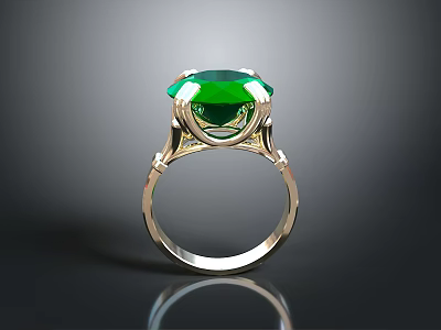 Elegant Gold Ring With Shiny Band And Green Gemstone Centerpiece Design 3d model