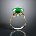 Elegant Gold Ring With Shiny Band And Green Gemstone Centerpiece Design