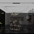 Wine and Liquor Store Interior with Wine Racks Chandelier Green Wall and Circular Decor