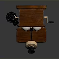 Vintage Wooden Telephone Classic Electronic Appliance with Rotary Dial and Handset