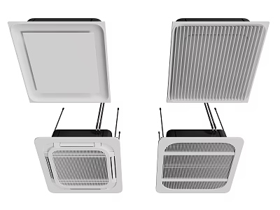 Modern White Air Conditioner Fan With Embedded Grille Design And Multiple Views 3d model