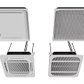 Modern White Air Conditioner Fan With Embedded Grille Design And Multiple Views
