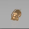 Bronze Colored Military Engineering Vehicle With Six Wheels Mechanical Arm And Antennas