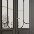 Black And Light Colored Interior Doors With Glass Arched Frame And Silver Handle