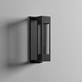 Modern Black Wall Lamp with Striped Glass Shade and Warm Light Glow