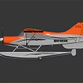 Orange Seaplane Model With Floats And Wings On Dark Background