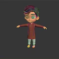 Cartoon Boy Character With Brown Hair Brown Outfit White Pants And Arms Outstretched