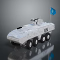 UN Armored Military Vehicle With Machine Gun Blue Flag And Six Wheels Structure