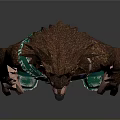 Wolf Man 3D Model With Brown Fur Red Bloodstains Blue Pants Green Belt Green Boots