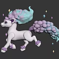 White Horned Game Character With Pink Blue Mane Tail And Colorful Diamond Stars In Pose