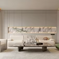 Simple Living Room Balcony Cabinet Sofa Combination Coffee Table Sofa Background Wall 3d model