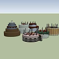 Various Birthday Cakes Decorated With Candles Cherries And Happy Birthday Messages