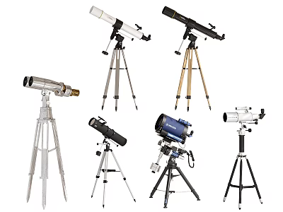 Public Astronomical Facility Featuring Multiple Telescopes On Tripod Stands 3d model