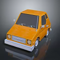 Cute Yellow Cartoon Car 3D Model With Windows Wheels And Front Lights 3d model