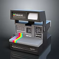 Polaroid Spirit Instant Camera With Vintage Gray Body And Rainbow Stripe Accent
