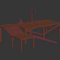 Industrial Workbench Equipment With Tool Rack Slanted Board And Circular Component