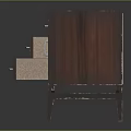 Dark Wooden TV Stand With Drawers Cabinet Doors And Sleek Metal Legs Design