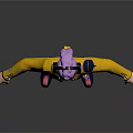 3D Character With Pink Hair Headphones Yellow Jacket Shorts And Purple Socks Shoes