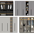 Modern Functional Wardrobe Interior Design With Hanging Rods Drawers And Storage Shelves 3d model
