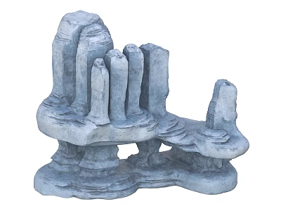 Natural Stone And Wooden Decorative Sculpture For Outdoor Garden Use 3d model