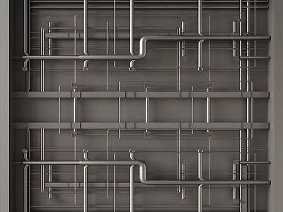 Modern Ceiling Design With Gray Metal Frame Structure And Industrial Elements 3d model