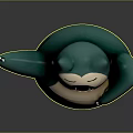 3D Model of Snorlax with Green and Beige Body Open Mouth and Outstretched Arms