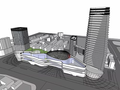 Modern High Rise Office Building With Green Landscaped Areas And Urban Design Features 3d model