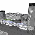 Modern High Rise Office Building With Green Landscaped Areas And Urban Design Features
