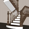 Elegant Wooden Staircase With Brown Handrails And White Steps In Modern Home Interior