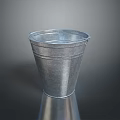 Galvanized Metal Bucket with Conical Shape and Ringed Design for Daily Use