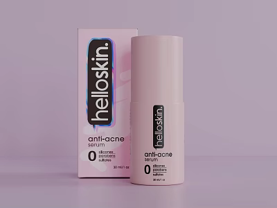 Helloskin Anti Acne Daily Skincare Product With 0% Formula In Bottle And Box 3d model