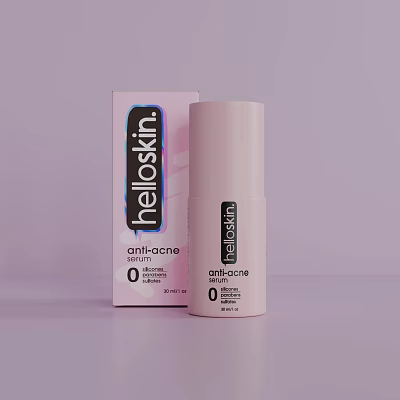 Helloskin Anti Acne Daily Skincare Product With 0% Formula In Bottle And Box 3d model
