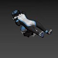 3D Anthropomorphic Wolf Game Character Posing With Blue Black Fur White Chest And Extended Hand