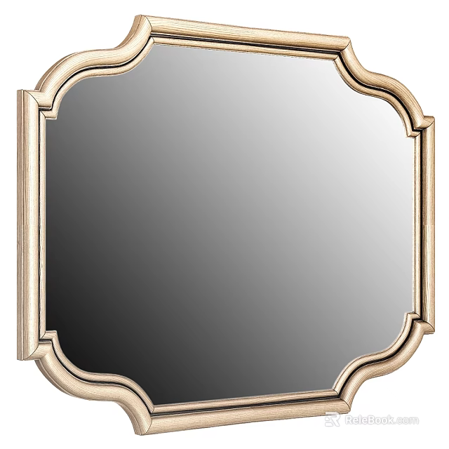 Elegant Gold Framed Mirror With Ornate Decorative Border For Home Decor 3d model 