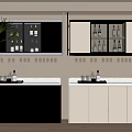 Modern Kitchen Bar Featuring Black White Cabinets Glass Door Upper Storage Wine Bottles Green Plant